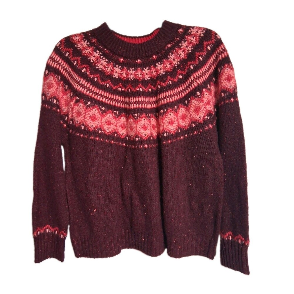 NWT Women's St. John's Bay Fair Isle Burgundy Sweater Size 1X 16W-18W